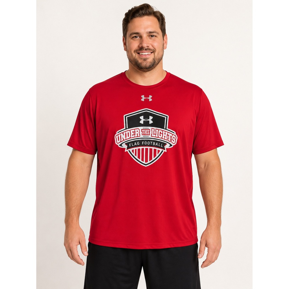 Under Armour Mens Red HeatGear Under The Lights Flag Football Tee LG